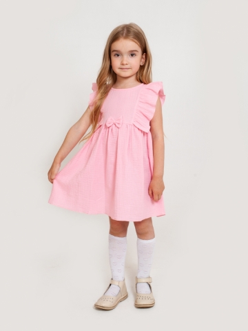Купить 322-Р. Платье из муслина детское, хлопок 100% розовый, р. 98,104,110,116 в Миассе
