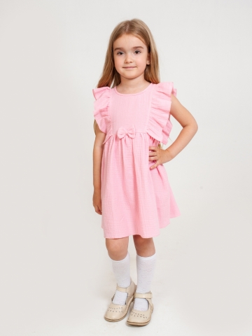 Купить 322-Р. Платье из муслина детское, хлопок 100% розовый, р. 74,80,86,92 в Миассе
