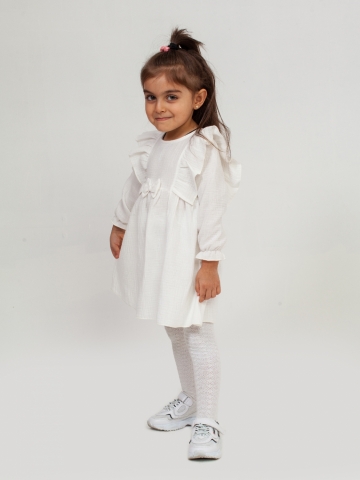 Купить 321-МО. Платье из муслина детское, хлопок 100% молочный, р. 98,104,110,116 в Миассе